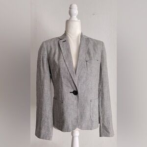 STUDIO M Linen Mini Houndstooth One Button Blazer